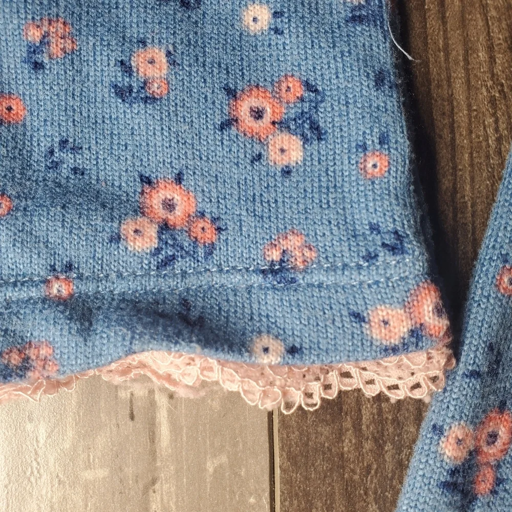 Daisy Fuentes Blue & Pink Floral Matching Pajama PJ Set Toddler Girl Size 3T EUC